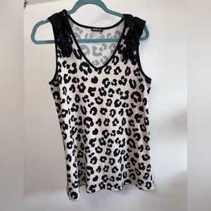 HEIMISH USA Black and White Leopard Ruffle Shoulder Tank